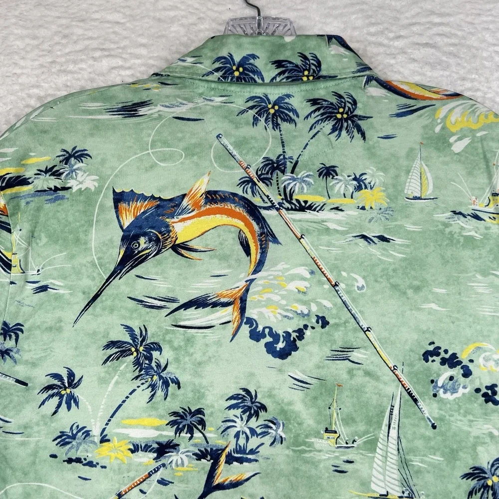 Polo Ralph Lauren Green Deep Sea Fishing Marlin Short Sleeve Polo Shirt Men's M